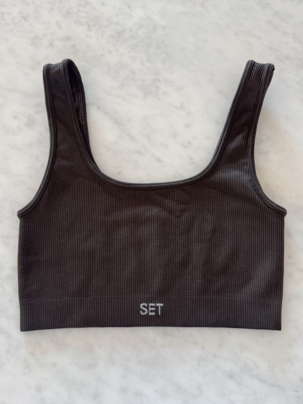 set active chocolate brown ribbed sports bra